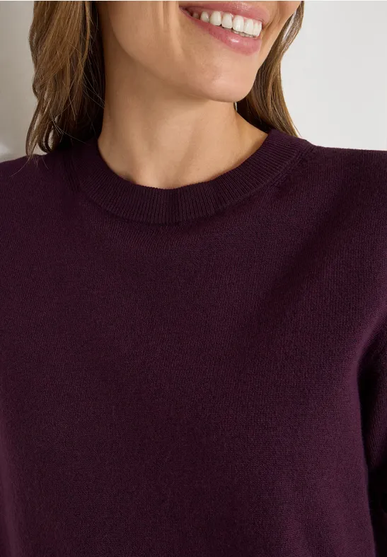 Softer Rundhals Pullover eggplant red