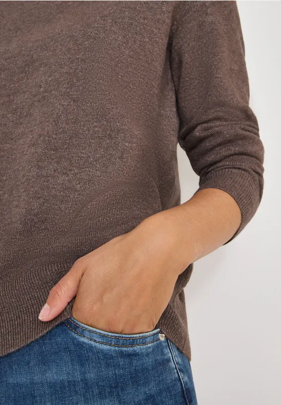 Softer Rundhals Pullover mushroom taupe melange