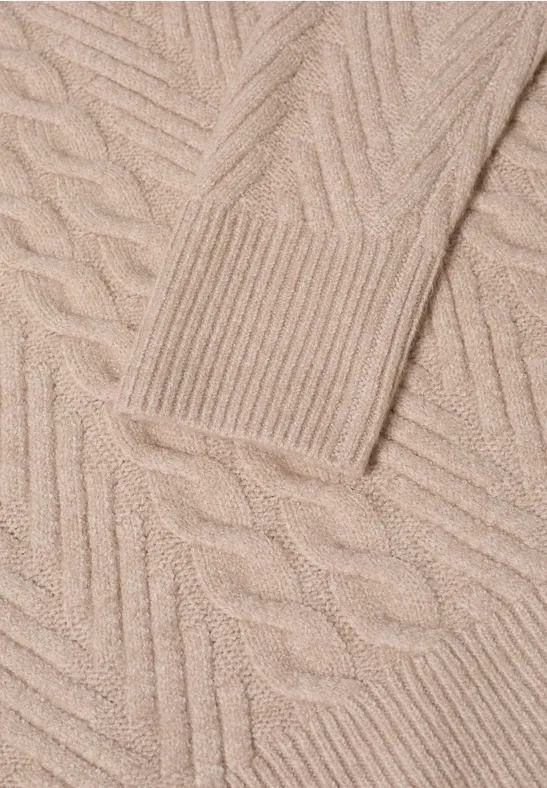 Pullover mit Zopfmuster sandalwood beige melange