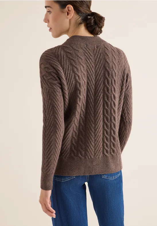 Pullover mit Zopfmuster mushroom taupe melange