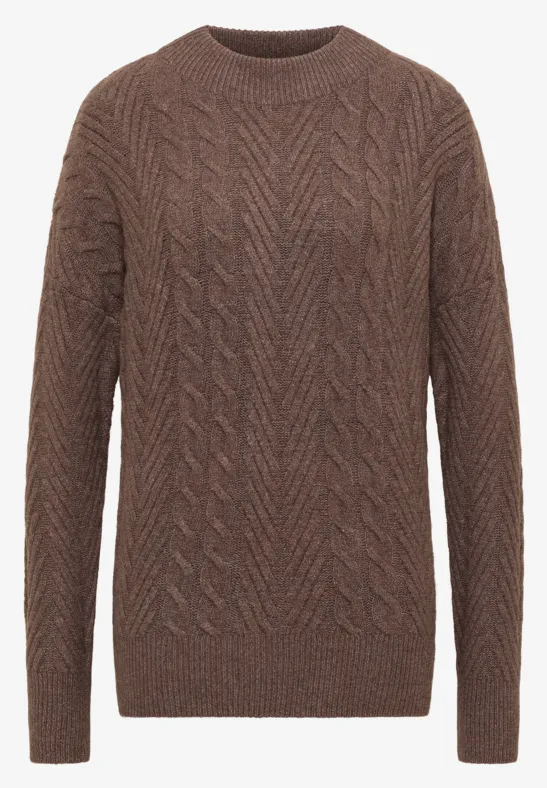 Pullover mit Zopfmuster mushroom taupe melange