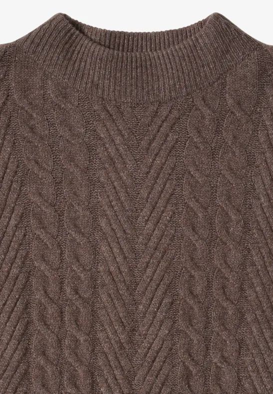 Pullover mit Zopfmuster mushroom taupe melange