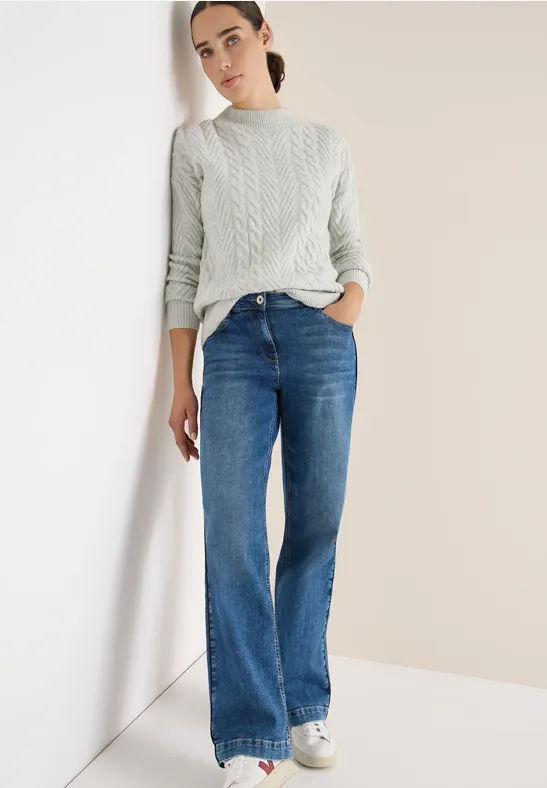 Pullover mit Zopfmuster metal grey melange