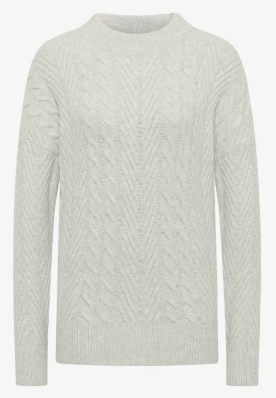 Pullover mit Zopfmuster metal grey melange