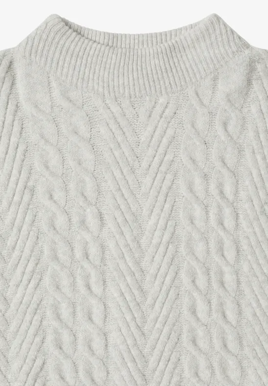 Pullover mit Zopfmuster metal grey melange