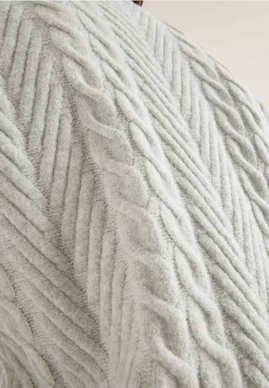 Pullover mit Zopfmuster metal grey melange