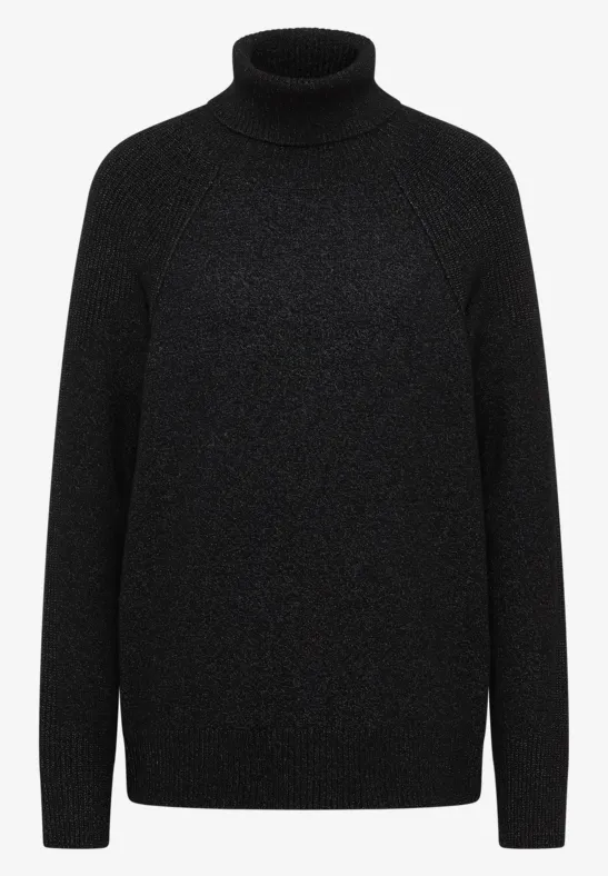 Trui met structuurmix black melange