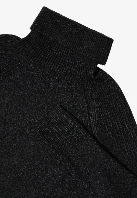 Trui met structuurmix black melange