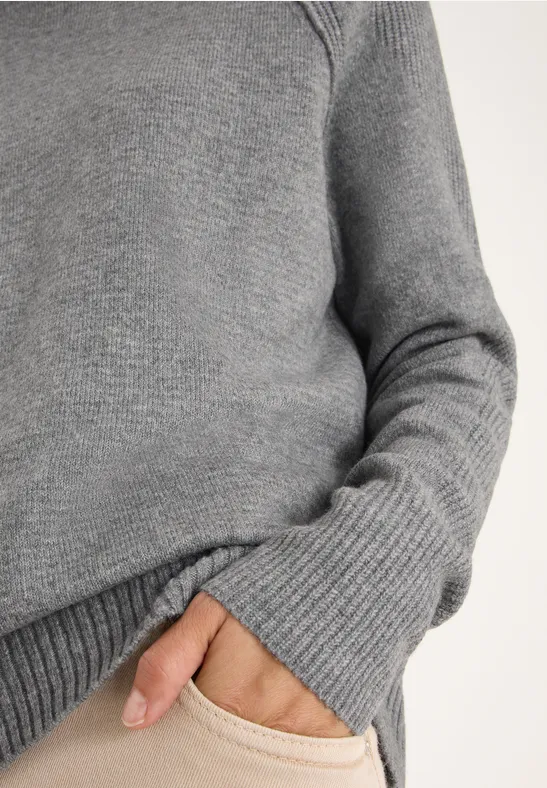 Trui met structuurmix sporty grey melange