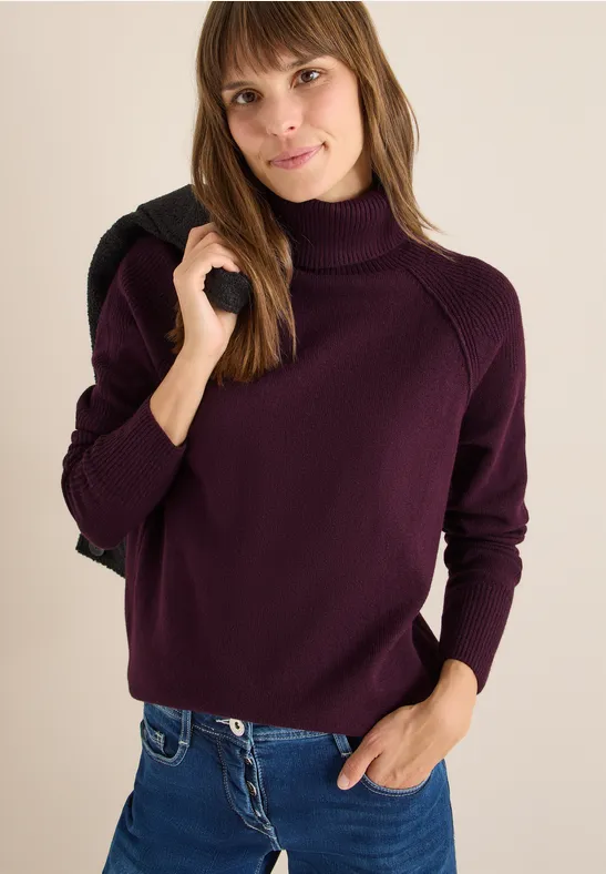 Trui met structuurmix eggplant red