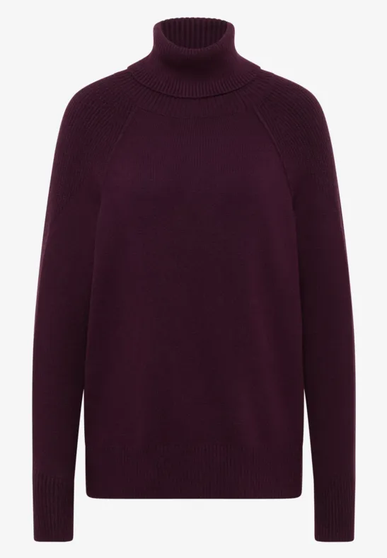 Trui met structuurmix eggplant red