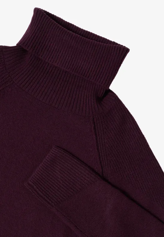 Trui met structuurmix eggplant red