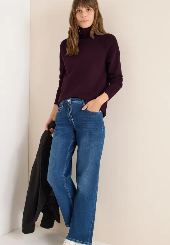 Trui met structuurmix eggplant red