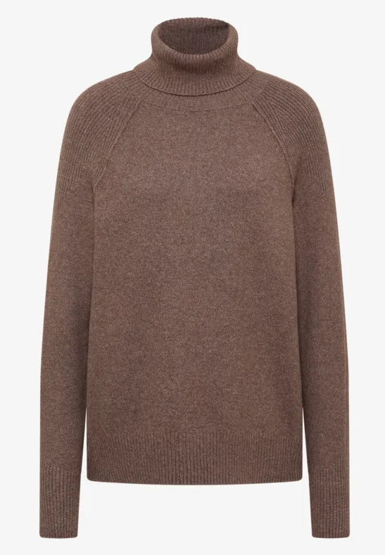 Trui met structuurmix mushroom taupe melange