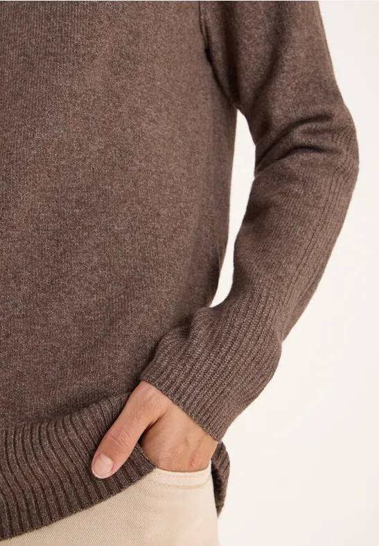 Trui met structuurmix mushroom taupe melange