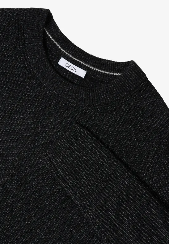 Trui met structuurdetails black melange