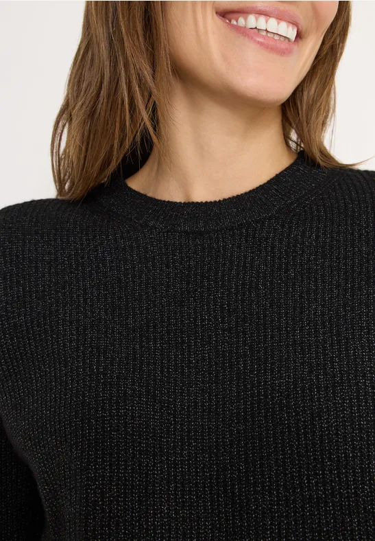 Trui met structuurdetails black melange