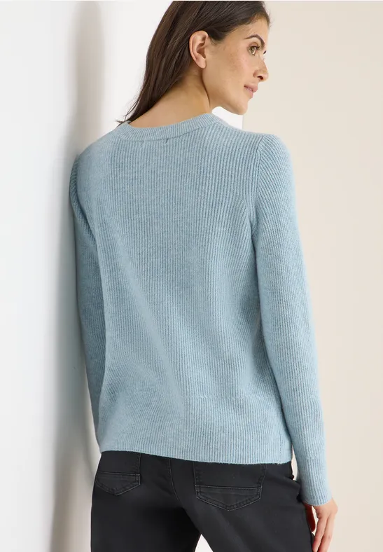 Pullover mit Strukturdetails faded blue melange