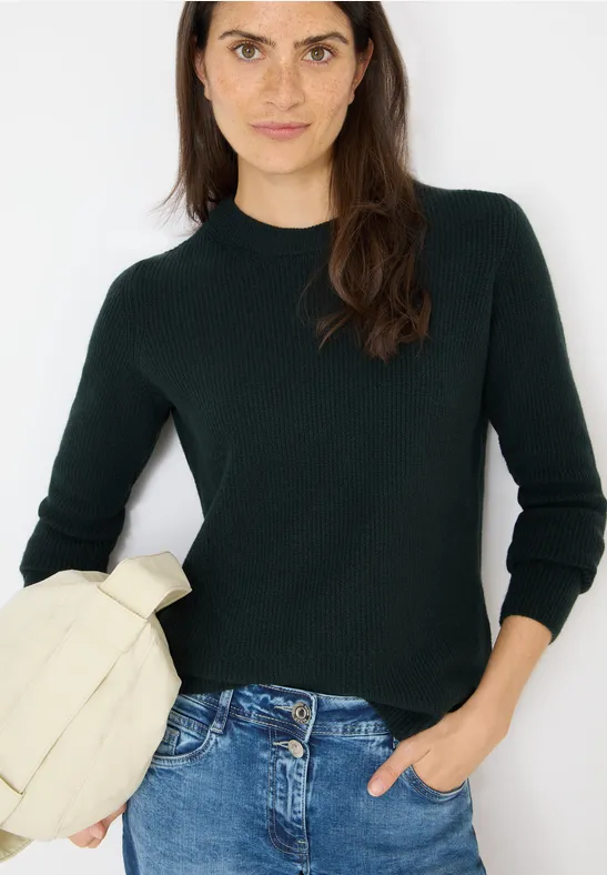 Trui met structuurdetails ink green