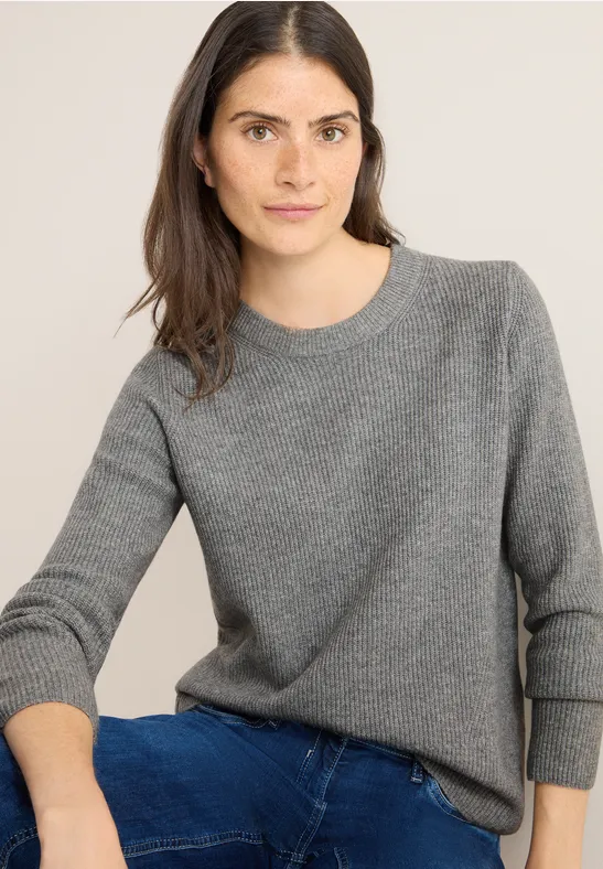 Trui met structuurdetails sporty grey melange