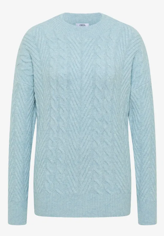 Pullover mit Strickmuster faded blue melange
