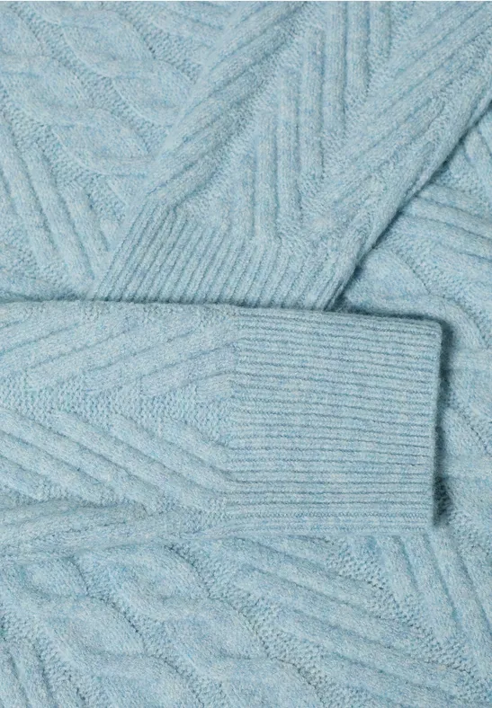 Pullover mit Strickmuster faded blue melange