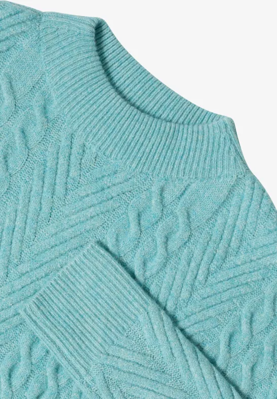 Trui met gebreid patroon conifere green melange