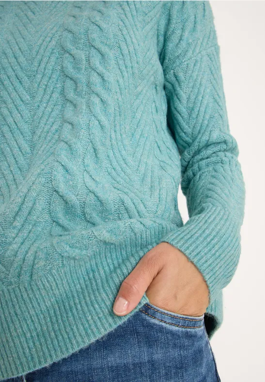 Trui met gebreid patroon conifere green melange