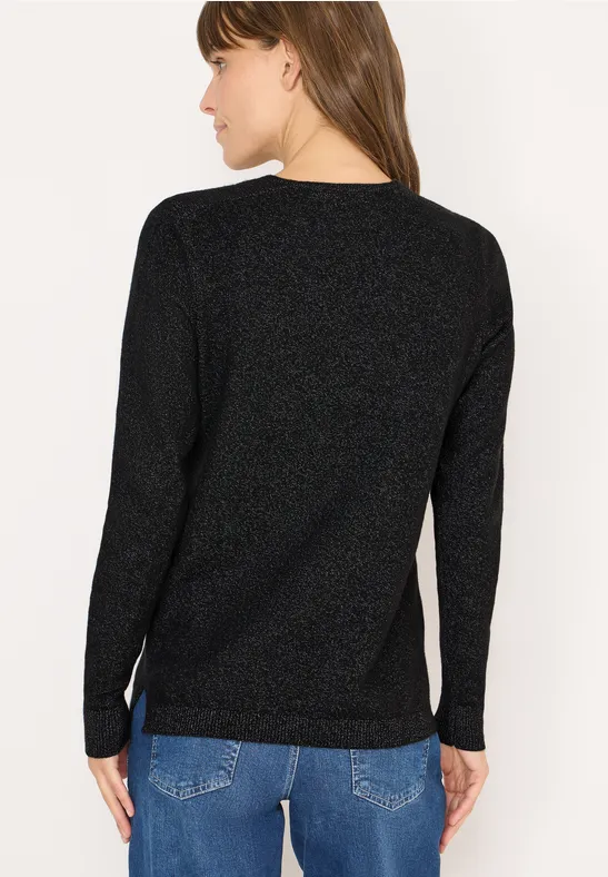 Kuscheliger V-Neck Pullover black melange