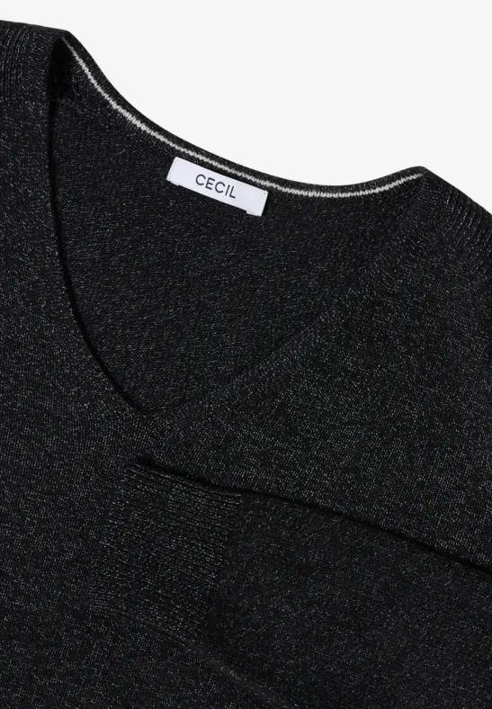 Kuscheliger V-Neck Pullover black melange