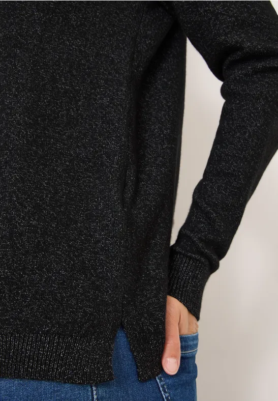 Kuscheliger V-Neck Pullover black melange