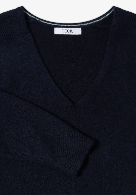 Kuscheliger V-Neck Pullover urban dark blue