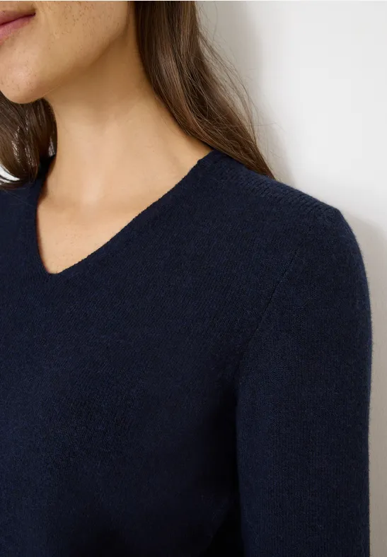 Kuscheliger V-Neck Pullover urban dark blue