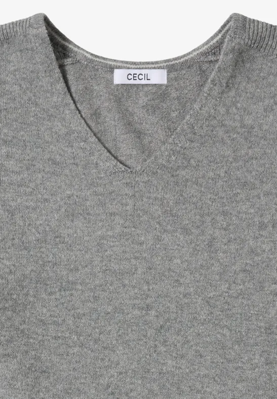 Gezellige trui met V-hals sporty grey melange