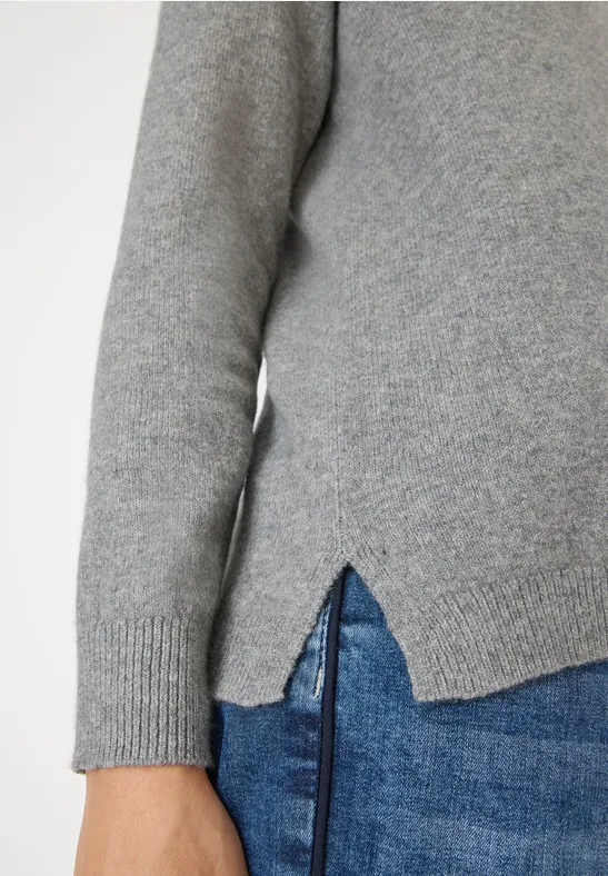 Gezellige trui met V-hals sporty grey melange
