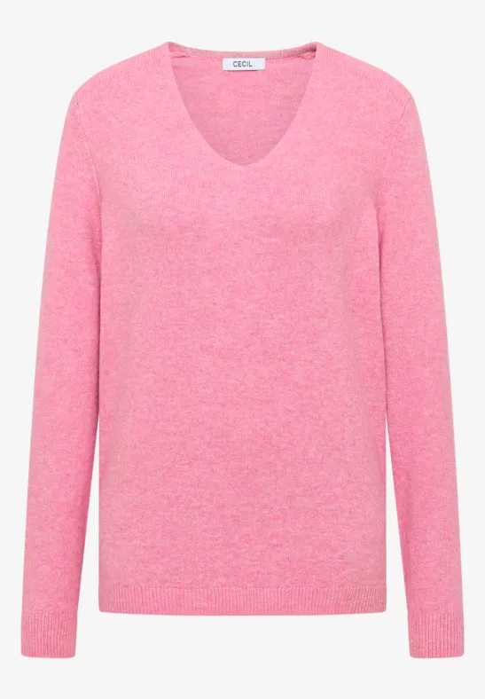 Gezellige trui met V-hals dark blossom melange