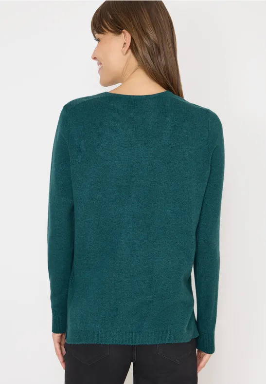 Kuscheliger V-Neck Pullover dark sea green melange