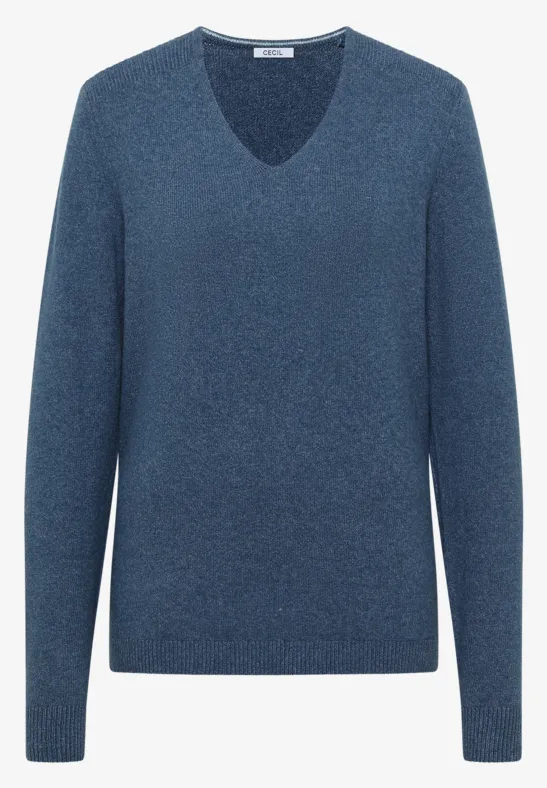 Kuscheliger V-Neck Pullover cotton blue melange