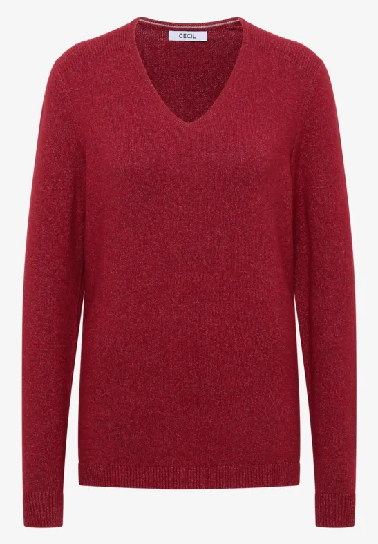Kuscheliger V-Neck Pullover rhubarb melange