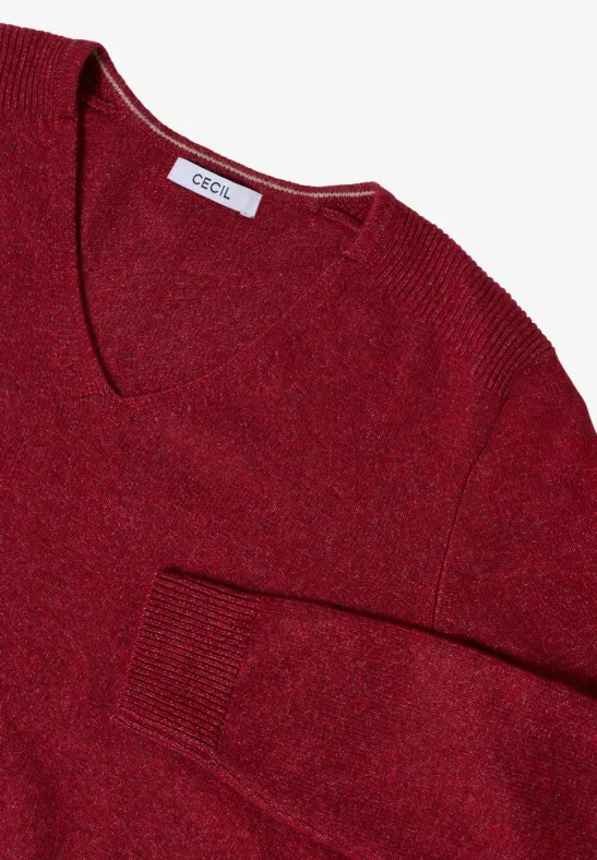 Kuscheliger V-Neck Pullover rhubarb melange