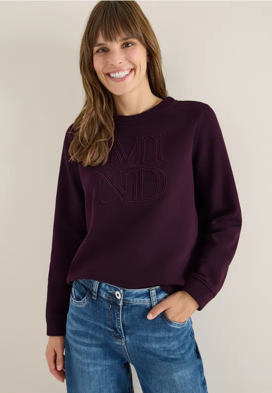 Sweatshirt mit Stickerei eggplant red