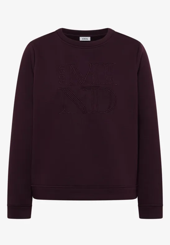 Sweatshirt mit Stickerei eggplant red