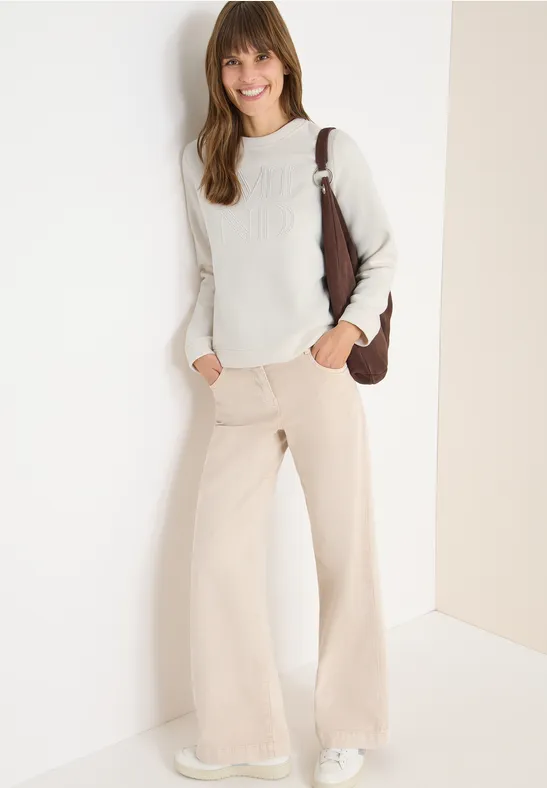 Sweatshirt mit Stickerei light greige