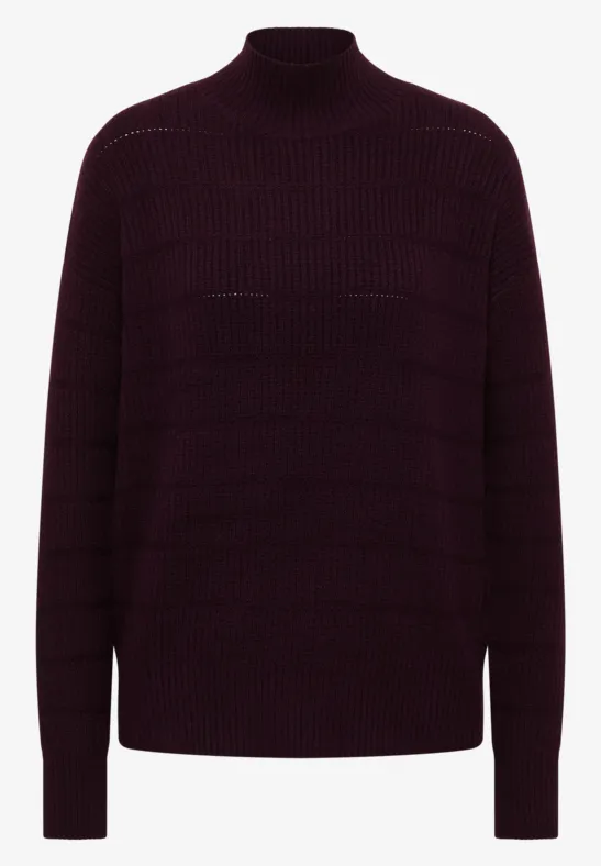 Strukturmix Pullover eggplant red