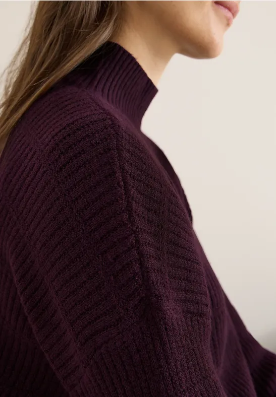 Strukturmix Pullover eggplant red