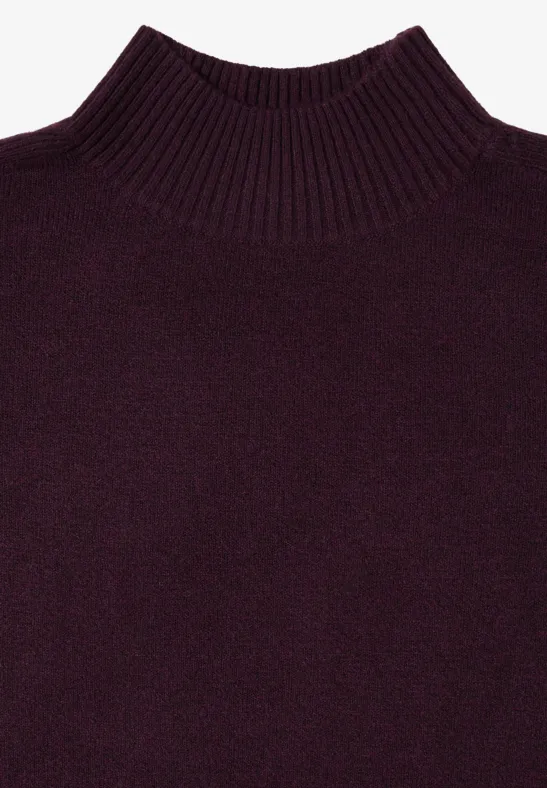 Cosy Turtleneck Pullover eggplant red melange