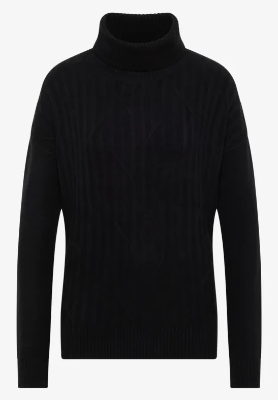 Struktur Rollkragenpullover Black