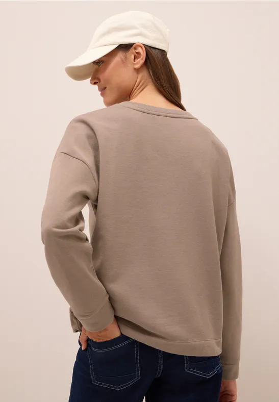 Sweater met trekkoord natural taupe