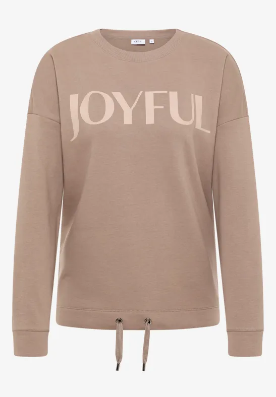Sweater met trekkoord natural taupe
