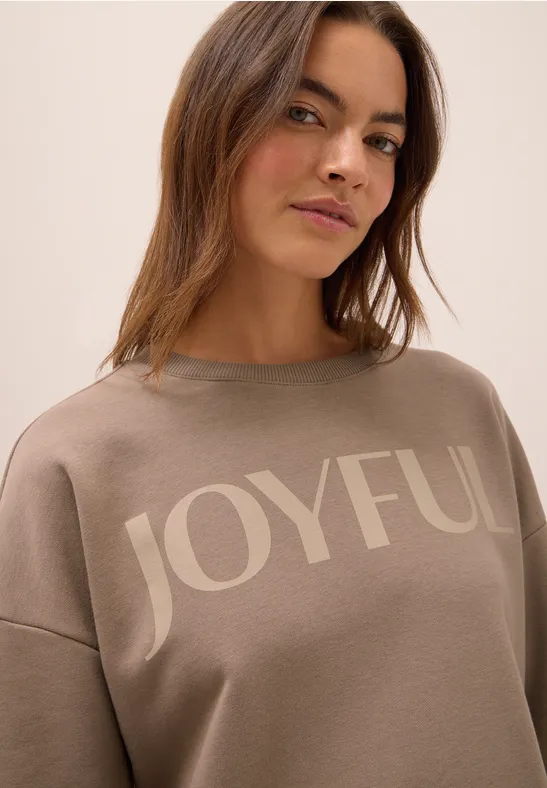Sweater met trekkoord natural taupe